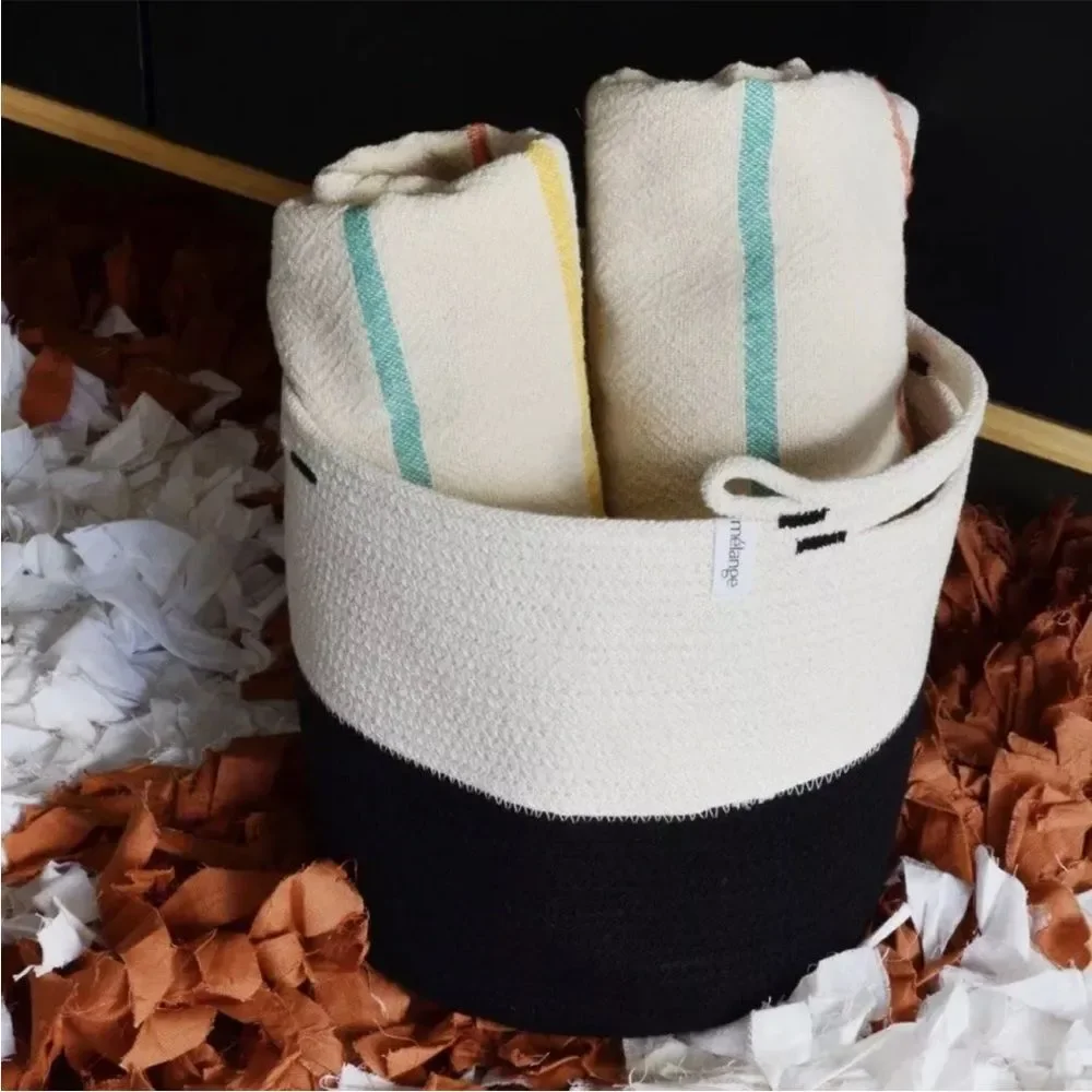 Mia Melange Foldable Cotton Basket Storage NWT